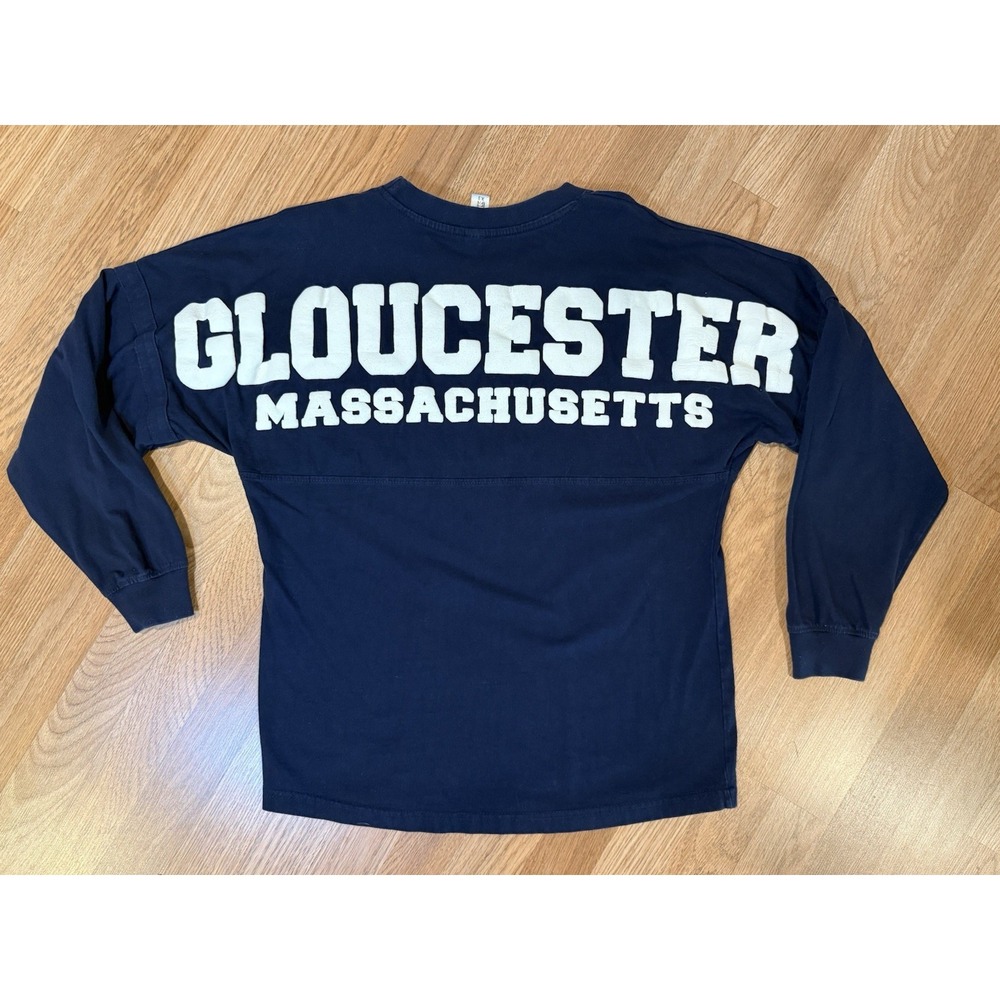 Gloucester Massachusetts Navy Blue White Letters Sz XS Long Sleeve T-Shirt Tee
